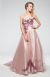Main image of Strapless Floral Pattern Satin & Mesh Prom Ball Gown
